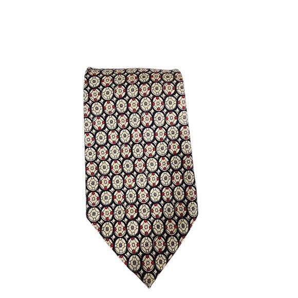 Polo Ralph Lauren Silk Handmade Mens Tie Black & Yellow/Gold Geometric Pattern - Picture 2 of 7